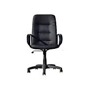 Компьютерное кресло OFFICE-LAB КР16 хром, эко кожа черная / ЭКО1 черный