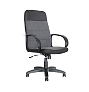 Компьютерное кресло OFFICE-LAB КР58 хром, эко кожа черная / ткань серая ЭКО1/С1 черный