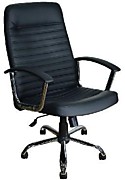 Компьютерное кресло OFFICE-LAB КР60 хром, эко кожа черная / ЭКО1 черный